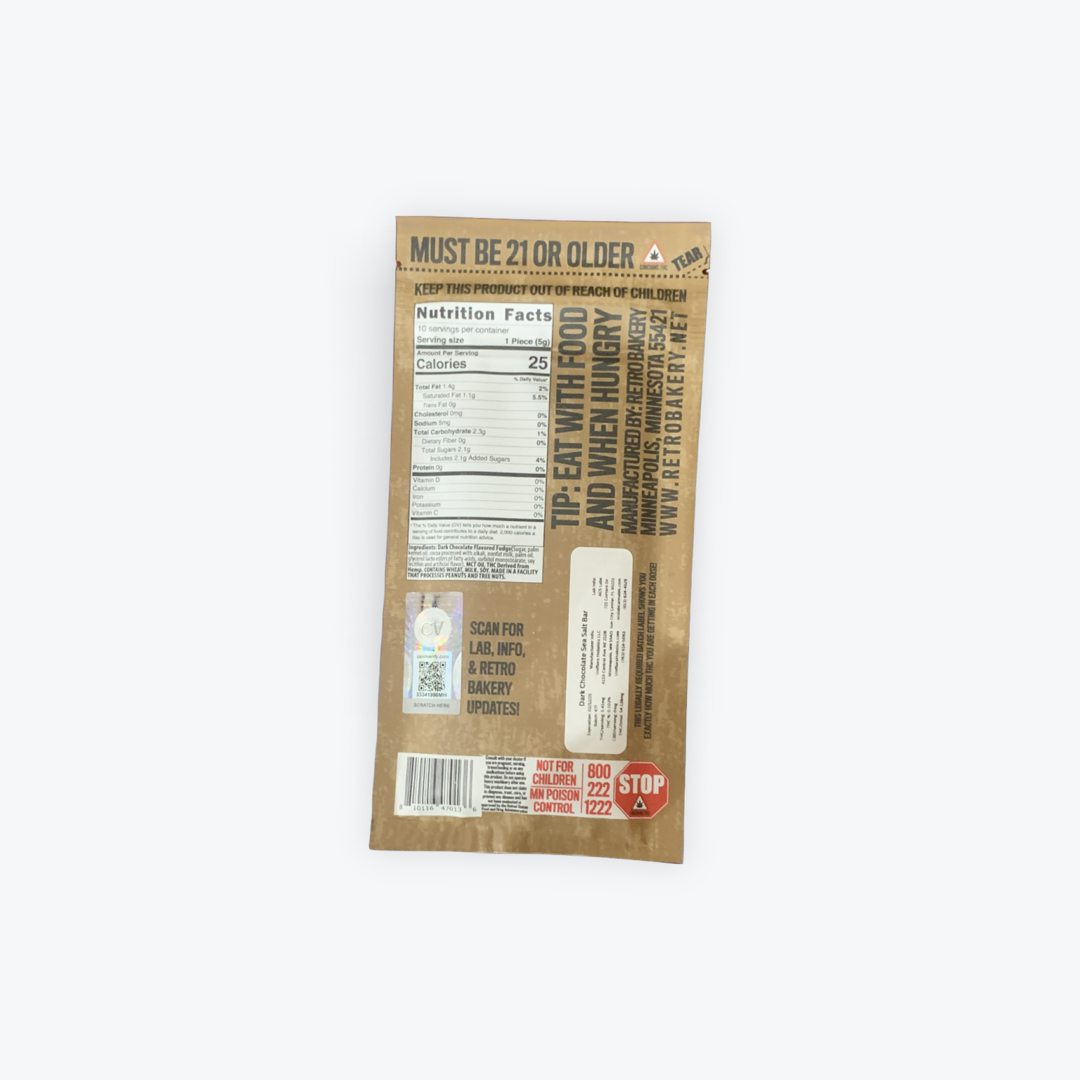 Retro Bakery THC Sea Salt Dark Chocolate bar - Image 2